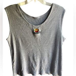 Vintage 90s Disney Store Winnie the Pooh Women's Grey Ribbed‎ XXL Tank Top